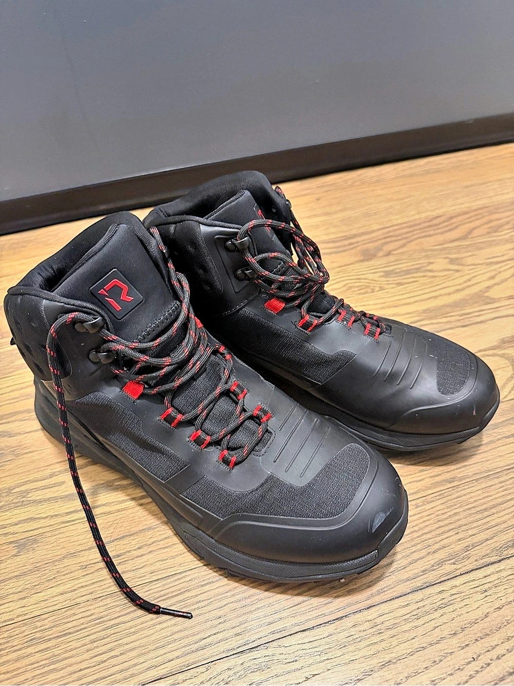 RideIron Iron Waterproof Sport Moto Motorcycle Riding Black & Red Boots US 10.5